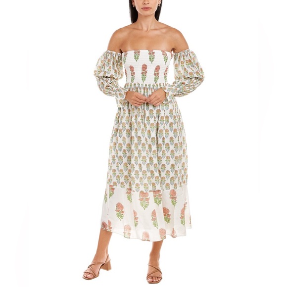 ash & eden Dresses & Skirts - Chic Long Sleeve Dress in White and Green NWHT